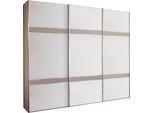 Schwebetürenschrank WIEMANN "Rialto", weiß (weiß, glas, kieselgrau, glas), B:246,3cm H:236cm T:67cm, Schränke, Schwebetürenschrank, hochwertige Glasfront mit Querriegeln