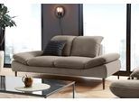 2-Sitzer W.SCHILLIG "enjoy&MORE", braun (stone z59), B:202cm H:87cm T:110cm, Chenille-Flachgewebe R66 (85% Polyester, 15% Nylon);Longlife Xtra-Leder Z59: Glattleder mit modischer Prägung. Hautstärke 0, 9 - 1, 1 mm;Stoff S37 (100% Polyester), Sofas, Sitztiefenverstellung, Füße bronze pulverbeschichtet, Breite 202 cm