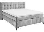 Boxspringbett ED EXCITING DESIGN "Oregon", grau, B:200cm L:210cm, 100% Polyester, Komplettbetten, Boxspringbett, inkl. Duo-Matratze - Kokosmatte, Filzabdeckung