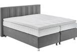 Boxspringbett, grau, B:195cm L:210cm, Bezug: 100% Polyester;Polsterung: 100% Polyester, WESTFALIA SCHLAFKOMFORT, Komplettbetten, Boxspringbett, wahlweise mit Bettkasten und Topper