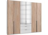 Kleiderschrank WIMEX "New York", weiß (weiß,struktureichefarben hell, spiegel), B:270cm H:236cm T:58cm, Schränke, Kleiderschrank, mit Spiegeltür