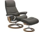 Fußhocker STRESSLESS "View", grau (metal grau paloma), B:57cm H:43cm T:47cm, Leder BATICK: BATICK ist ein leicht korrigiertes, durchgefärbtes und genarbtes Möbelleder, bei dem die meisten Unebenheiten und Spuren in der Regel entfernt wurden., Leder PALOMA: PALOMA ist ein durchgefärbtes Semianilin-Möbelleder mit natürlicher Narbung., ROHLEDER Stoff Q2 FARON: Ein fester zuverlässiger Bouclu00e9 mit