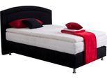 Boxspringbett, schwarz, B:114cm L:210cm, Bezug Unterbox und Kopfteil: Mikrovelours, strapazierfähig und pflegeleicht (100% Polyester);Bezug Obermatratze: 100% Polyester, waschbar bis 60C;Bezug Topper: 100% Polyester, waschbar bis 60C, WESTFALIA SCHLAFKOMFORT, Komplettbetten, Boxspringbett, mit Topper