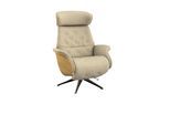 Relaxsessel FLEXLUX "Volden elektrischer Funktionsessel", beige (sandy beige), B:81cm H:111cm T:90cm, 100% Polyester, Sessel, Relaxsessel, Größe M, Rücken & Fußteil elektrisch, Akku, Arml. Eiche, Fuß Alu