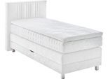 Boxspringbett, weiß, B:105cm L:210cm, Bezug: 100% Polyester;Polsterung: 100% Polyester, WESTFALIA SCHLAFKOMFORT, Komplettbetten, Boxspringbett, wahlweise mit Bettkasten und Topper