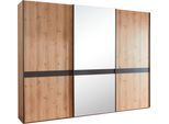 Schwebetürenschrank WIEMANN "Rialto", grau (bianco, eiche, nachbildung, graphit, kristallspiegel), B:295,2cm H:217cm T:67cm, Schränke, Schwebetürenschrank, hochwertige Dekorfront mit Spiegeltür