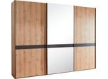 Schwebetürenschrank WIEMANN "Rialto", grau (bianco, eiche, nachbildung, graphit, kristallspiegel), B:295,2cm H:236cm T:67cm, Schränke, Schwebetürenschrank, hochwertige Dekorfront mit Spiegeltür