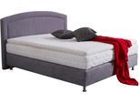 Boxspringbett, grau, B:154cm L:210cm, Bezug Unterbox und Kopfteil: Mikrovelours, strapazierfähig und pflegeleicht (100% Polyester);Bezug Obermatratze: 100% Polyester, waschbar bis 60C;Bezug Topper: 100% Polyester, waschbar bis 60C, WESTFALIA SCHLAFKOMFORT, Komplettbetten, Boxspringbett, mit Topper