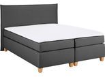 Boxspringbett HOME AFFAIRE "Houssay", grau (anthrazit), B:192cm L:225cm, Struktur fein (100% Polyester), Komplettbetten, Boxspringbett, inkl. Topper, 5 Breiten, 2 Härtegraden auch in Überlänge 220 cm