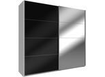 Schwebetürenschrank WIMEX "Easy", schwarz-weiß (weiß, schwarzglas, spiegel), B:180cm H:210cm T:65cm, Schränke, Schwebetürenschrank, mit Glas und Spiegel