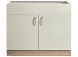 Spülenschrank WIHO KÜCHEN "Flexi", beige (front: magnolia, korpus: sonoma eiche), B:100cm H:82cm T:57cm, Schränke, Spülenschrank, Breite 100 cm