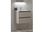 Waschtisch WELLTIME "Urban", grau (kashmir grau, beige), B:61,5cm H:50cm T:46,5cm, Holzwerkstoff, Keramik, Kunststoff, MDF, Waschtische, Waschtisch, mit Keramik Waschbecken, 2 Schubladen mit Softclose, Breite 60 cm