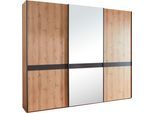 Schwebetürenschrank WIEMANN "Rialto", grau (bianco, eiche, nachbildung, graphit, kristallspiegel), B:278,9cm H:236cm T:67cm, Schränke, Schwebetürenschrank, hochwertige Dekorfront mit Spiegeltür