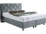 Boxspringbett "Phönix", grau, B:155cm L:210cm, Bezug Bett: Microvelours (100% Polyester) oder Feinstruktur (100% Polyester);Bezug Bonnell-Federkernmatratze: 100% Polyester;Bezug Kaltschaummatratze: 100% Polyester;Bezug Tonnentaschenfederkernmatratze: 80% Baumwolle, 20%Polyester, WESTFALIA SCHLAFKOMFORT, Komplettbetten, Boxspringbett