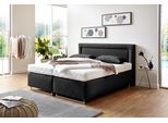 Boxspringbett, grau (feinstrukturstoff anthrazit), Liegefläche B/L: 180cm x 200cm, H2, 7-Zonen-Kaltschaummatratze, Bezug Unterbox und Kopfteil: Feinstrukturstoff (77% Polyester, 23% Viskose);Bezug Obermatratze 100% Polyester, waschbar bis 60C;Bezug Zierkissen Feinstrukturstoff (77% Polyester, 23% Viskose), WESTFALIA SCHLAFKOMFORT, Komplettbetten, Boxspringbett, mit Zierkissen und verchromten Kufen