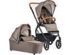 Kombi-Kinderwagen GESSLEIN "FX4 Soft+ mit Aufsatz Style, taube/cognac", Baby, braun (taube, cognac), Kinderwagen, mit Babywanne C3 und Babyschalenadapter