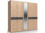 Drehtürenschrank WIMEX "Budapest", grau (viking oak, graphit), B:225cm H:208cm T:58cm, Holzwerkstoff, Schränke, Drehtürenschrank, mit Spiegel, wahlweise 180 oder 225cm breit