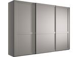 Schwebetürenschrank WIEMANN "Göteborg", grau (kieselgrau, dekor), B:295,2cm H:220cm T:67cm, Holzwerkstoff, Schränke, Schwebetürenschrank, Querriegel und Griffleisten im Korpusfarbton