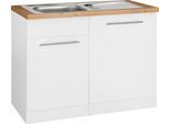 Spülenschrank WIHO KÜCHEN "Unna", weiß (front und korpus: weiß, arbeitsplatte: kastelleiche), B:110cm H:85cm T:60cm, Schränke, Spülenschrank, 110 cm breit, inkl. Tür/Sockel/Griff für Geschirrspüler
