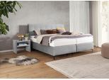 Boxspringbett ALINA "Elmar", grau (hellgrau tcm 39), B:200cm L:209cm, Struktur fein TCM (100% Polyester), Komplettbetten, Boxspringbett, mit gestepptem Kopfteil, inklusive Matratze und Topper