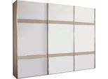 Schwebetürenschrank WIEMANN "Rialto", weiß (weiß, glas, kieselgrau, glas), B:295,2cm H:236cm T:67cm, Schränke, Schwebetürenschrank, hochwertige Glasfront mit Querriegeln