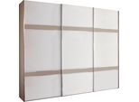 Schwebetürenschrank WIEMANN "Rialto", weiß (weiß, glas, kieselgrau, glas), B:278,9cm H:217cm T:67cm, Schränke, Schwebetürenschrank, hochwertige Glasfront mit Querriegeln
