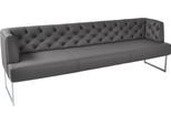Polsterbank K+W KOMFORT & WOHNEN "Creso", grau (zinn), B:222cm H:83cm T:67cm, Bronco: Nappaleder pigmentiert, Dickleder, 1, 3/1, 5mm, mit rustikal gekörnten Narbenbild, Sitzbänke, Polsterbank, im modernen Chesterfield-Look, Füße in Edelstahl-Optik