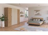 Schlafzimmer-Set RAUCH "Monza", braun (eiche artisan, champagner), Bett 160x200cm + ohne Matratze, B/H: 160cm x 200cm, Bett 160x200cm, Holzwerkstoff, Schlafzimmermöbel-Sets, mit Drehtürenschrank Breite 226 cm, Bettanlage in 2 Breiten