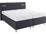 Boxspringbett, grau (strukturstoff anthrazit), mit LED-Beleuchtung, Liegefläche B/L: 180cm x 200cm, H3, Bonnell-Federkernmatratze, Bezug Unterbox und Kopfteil: Strukturstoff (77% Polyester und 23% Viskose);Bezug Obermatratze 100% Polyester, waschbar bis 60C, WESTFALIA SCHLAFKOMFORT, Komplettbetten, Boxspringbett, wahlweise mit LED-Beleuchtung