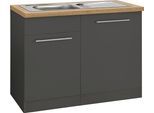 Spülenschrank WIHO KÜCHEN "Unna", grau (front und korpus: anthrazit, arbeitsplatte: sonoma eiche), B:110cm H:85cm T:60cm, Schränke, 110 cm breit, inkl. Tür/Sockel/Griff für Geschirrspüler