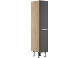 Apothekerschrank OPTIFIT "Aken", grau (anthrazit hochglanz, wildeiche nachbildung), B:30cm H:176,6cm T:58,4cm, Schränke