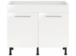 Spülenschrank WIHO KÜCHEN "Ela", weiß (front: weiß glanz, korpus: weiß), B:100cm H:86,5cm T:58cm, Schränke, Spülenschrank, Breite 100 cm, höhenverstellbare Füße