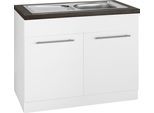Spülenschrank WIHO KÜCHEN "Unna", weiß (front und korpus: weiß, arbeitsplatte: granit schwarz), B:100cm H:85cm T:60cm, Schränke, Spülenschrank, 100 cm breit