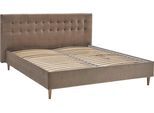 Polsterbett "Veronika", grau (taupe), B:182cm H:107cm L:214cm, Bettgestell und seitliche Einfassung der Matratzen: Strukturstoff, 100% Polyester;Spiegelfläche der Matratze: 100% Polyester, ATLANTIC HOME COLLECTION, Betten, Polsterbett, mit Bettkasten und Lattenrost