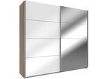 Schwebetürenschrank WIMEX "Easy", braun (struktureichefarben hell, weißglas, spiegel), B:225cm H:210cm T:65cm, Schränke, Schwebetürenschrank, mit Glas und Spiegel