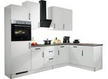 Winkelküche WIHO KÜCHEN "Simi", mit verstellbaren Füßen, wahlweise mit E-Geräten", weiß (küche: weiß, korpus: weiß, arbeitsplatte: steel grau coffee), B:285cm T:175cm, Komplettküchen-Sets, Soft-Close-Funktion in Schubkästen & Auszügen, Stellbreite 285/175 cm