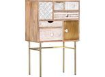 Kommode GUTMANN FACTORY "Linea", beige (natur), B:70cm H:110cm T:44cm, Massivholz, Sideboards, Kommode, mit detailreichen Verzierungen, Shabby Chic, Vintage