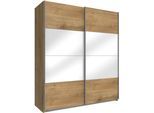 Schwebetürenschrank WIMEX "Easy", braun (plankeneichefarben, weißglas), B:135cm H:210cm T:65cm, Schränke, Schwebetürenschrank, mit Teilglas
