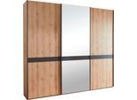 Schwebetürenschrank WIEMANN "Rialto", grau (bianco, eiche, nachbildung, graphit, kristallspiegel), B:246,3cm H:217cm T:67cm, Schränke, Schwebetürenschrank, hochwertige Dekorfront mit Spiegeltür