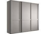 Schwebetürenschrank WIEMANN "Göteborg", grau (kieselgrau, dekor), B:246,3cm H:220cm T:67cm, Holzwerkstoff, Schränke, Schwebetürenschrank, Querriegel und Griffleisten im Korpusfarbton