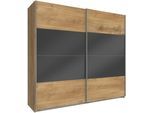 Schwebetürenschrank WIMEX "Easy", grau (plankeneichefarben, grauglas), B:225cm H:210cm T:65cm, Schränke, Schwebetürenschrank, mit Teilglas