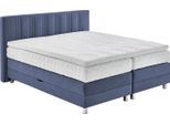 Boxspringbett, blau (navy), B:195cm L:210cm, Bezug: 100% Polyester;Polsterung: 100% Polyester, WESTFALIA SCHLAFKOMFORT, Komplettbetten, Boxspringbett, wahlweise mit Bettkasten und Topper