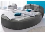 Rundbett, grau (dunkelgrau, hellgrau), B:180cm L:230cm, Bezug Bett: Kunstleder;Bonnell-Federkernmatratze: 51% Polypropylen, 39% Polyester, 10% Baumwolle;Kaltschaummatratze: 100% Polyester, Bezug abnehm- und waschbar bis 60C, WESTFALIA SCHLAFKOMFORT, Betten, mit Bettkasten
