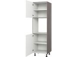 Backofenumbauschrank KOCHSTATION "KS-Trea SB-195-3", weiß (weiß, eichefarben grau), B:60cm H:195cm T:56cm, Schränke, Backofenumbauschrank, mit zwei Türen und zwei Einlegeböden, Höhe 195 cm