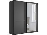 Schwebetürenschrank WIEMANN "Göteborg", grau (graphit, dekor, kristallspiegel), B:197,3cm H:220cm T:67cm, Glas, Holzwerkstoff, Schränke, Schwebetürenschrank, Querriegel und Griffleisten im Korpusfarbton, inkl. Spiegel