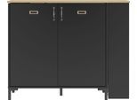 Bartisch GAMI "Manchester", schwarz (schwarz, eiche helvezia, schwarz, eiche helvezia), B:94cm H:93cm T:45cm, Tische, Bartisch, Bar schwenkbar 2 Türen