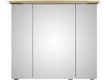Badezimmerspiegelschrank SAPHIR "Serie 4010 Badezimmer-Spiegelschrank inkl. LED-Beleuchtung im Kranz", braun (halifax eiche quer nachbildung), B:82cm H:71,9cm T:26,5cm, Holzwerkstoff, Schränke, Badschrank 82 cm breit, 3 Türen, 6 Glas-Einlegeböden, inkl Türdämpfer
