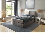 Boxspringbett HOME AFFAIRE "Lysann", grau (hellgrau), B:147cm L:215cm, Struktur fein (100% Polyester), Komplettbetten, Boxspringbett, 5fach verstellbares Kopfteil, in 4 Breiten, 3 Matratzenarten