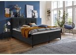 Boxspringbett "Romy", grau (anthrazit), B:185cm L:214cm, Bezug Bettbox und Obermatratze: Strukturstoff (90% Polyester, 10% Nylon);Topper: Jersey (100% Polyester), ATLANTIC HOME COLLECTION, Komplettbetten, Boxspringbett, Taschen-Federkernmatratze, inkl. Topper