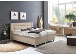 Boxspringbett, beige (feinstrukturstoff sand), Kaltschaum-Topper, Liegefläche B/L: 180cm x 200cm, H3, Bonnell-Federkernmatratze, Bezug Unterbox und Kopfteil: Feinstrukturstoff (77% Polyester, 23% Viskose);Bezug Obermatratze 100% Polyester, waschbar bis 60C, WESTFALIA SCHLAFKOMFORT, Komplettbetten, Boxspringbett, in diversen Ausführungen